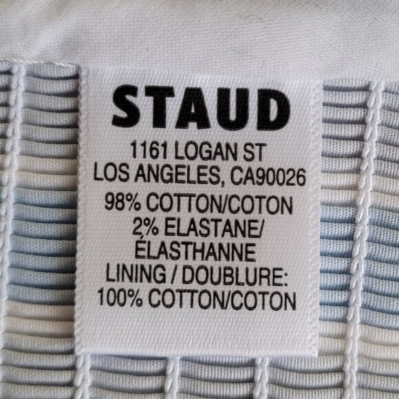 Staud Kai Striped Cotton Halter Top L Cropped Smocked V-Neck Sleeveless NWOT - Picture 10 of 14